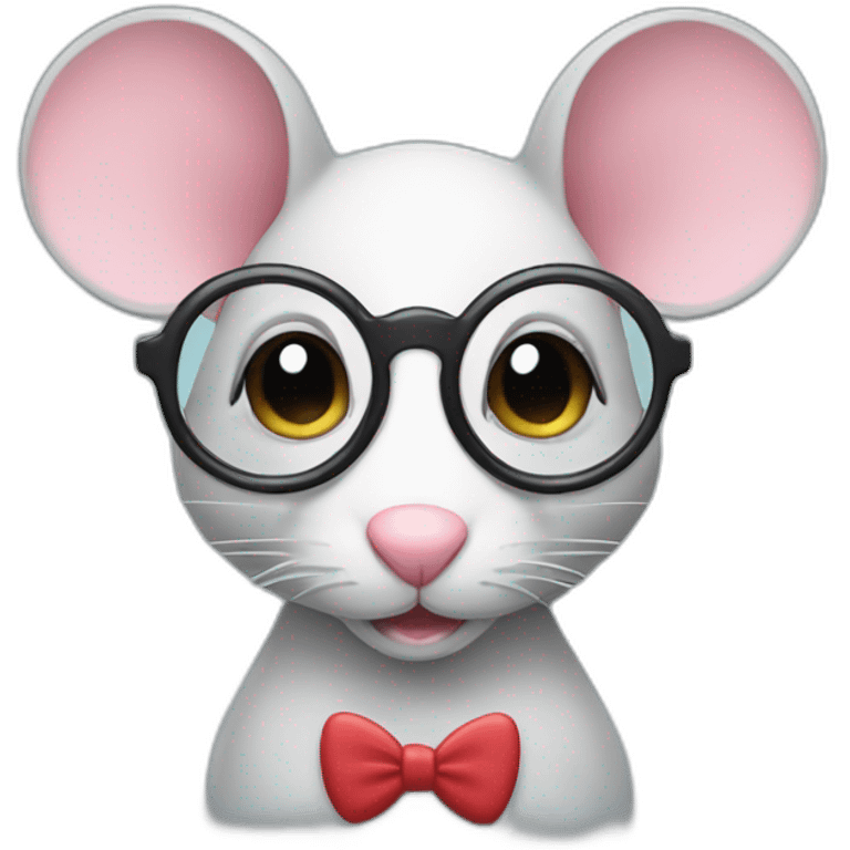 Mouse with glasses and hearts instead of eyes emoji