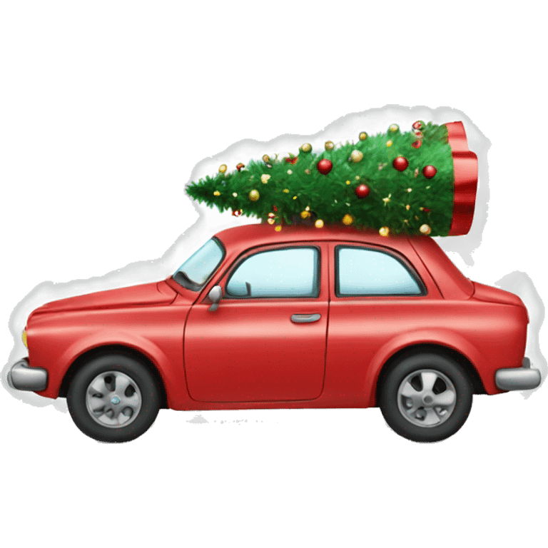 Car with christmas three emoji