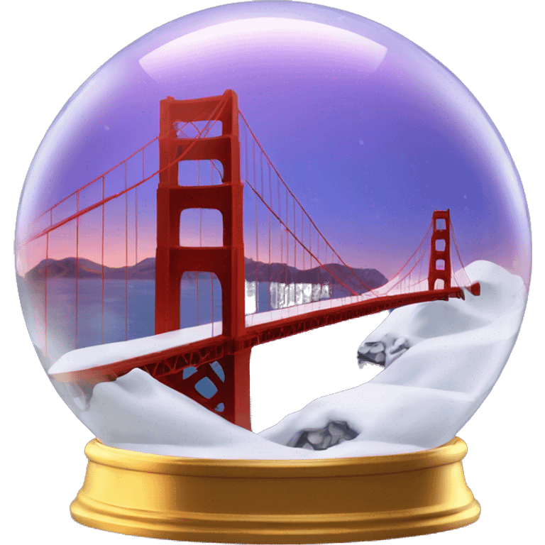 golden gate bridge hot snow globe, 4k, no background, sunset emoji