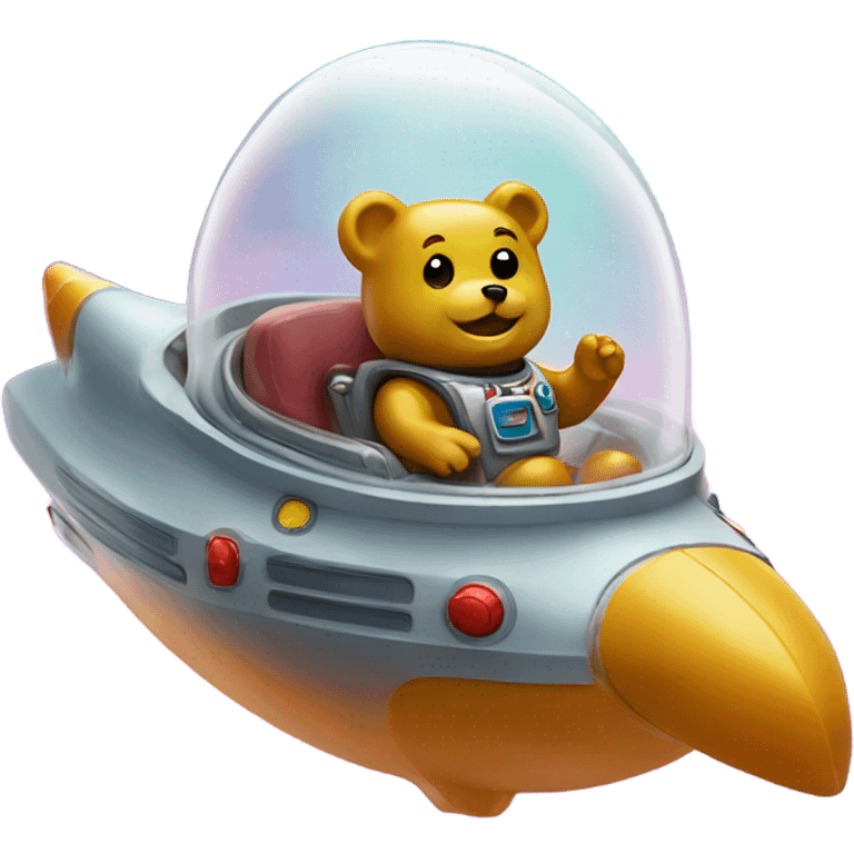 Gummy bear in a space ship emoji