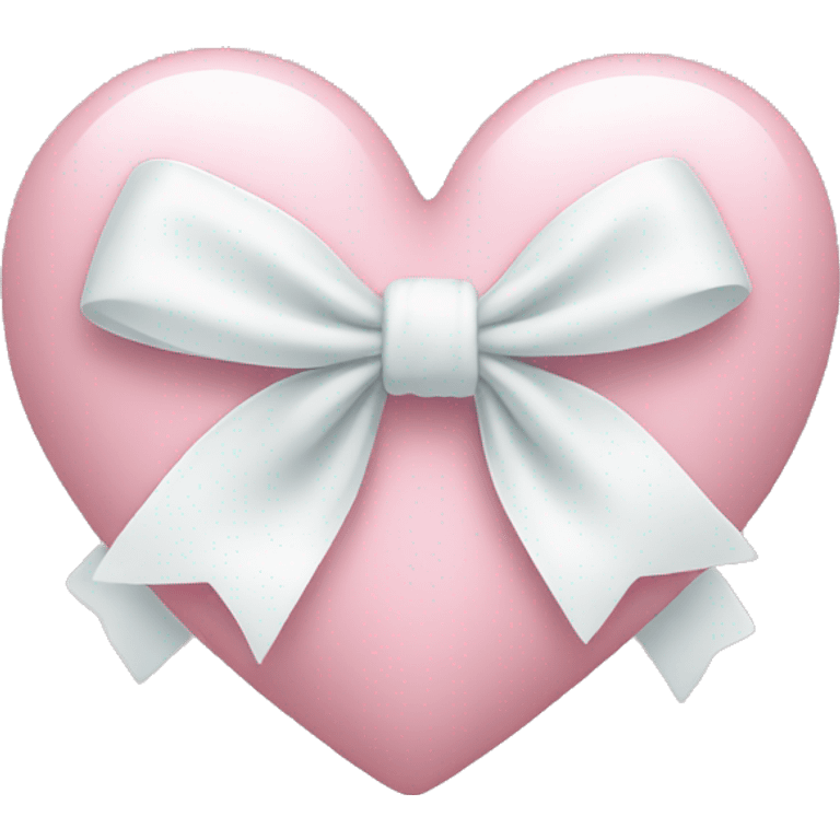 Pastel pink heart with white bow emoji