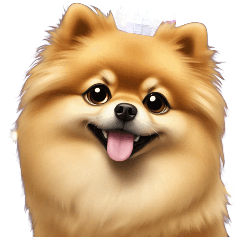 Pomeranian with disco ball emoji