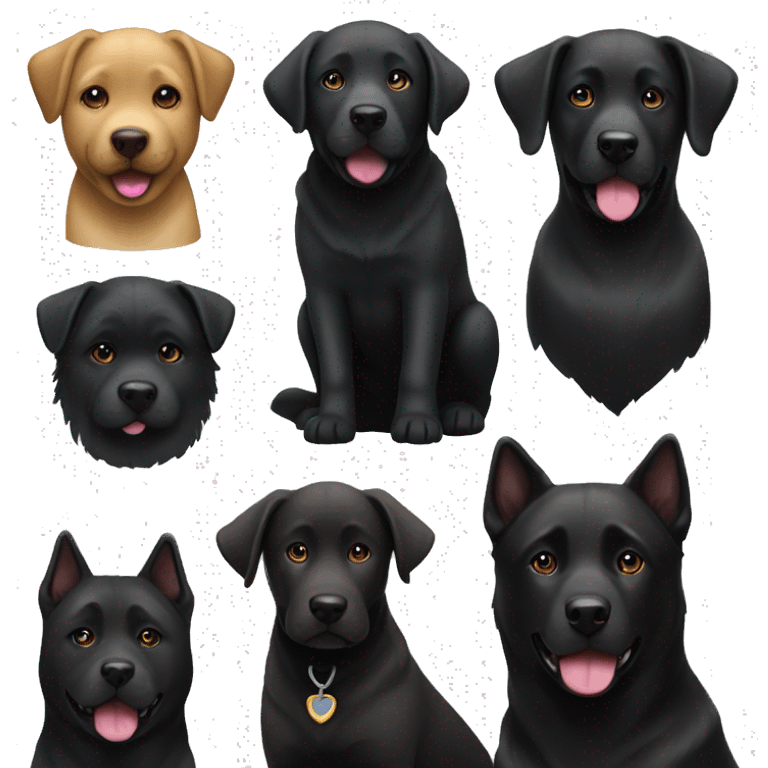 Black Labrador and black Akita dogs emoji