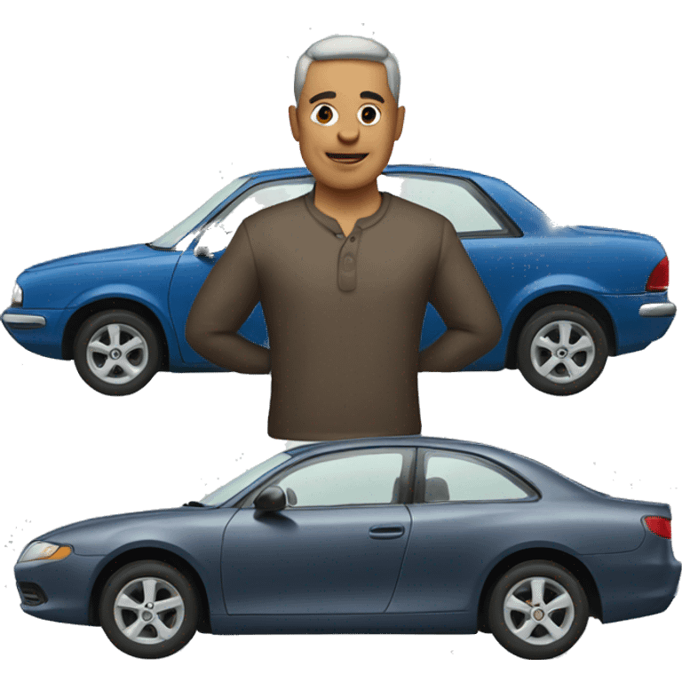 a man with a car emoji