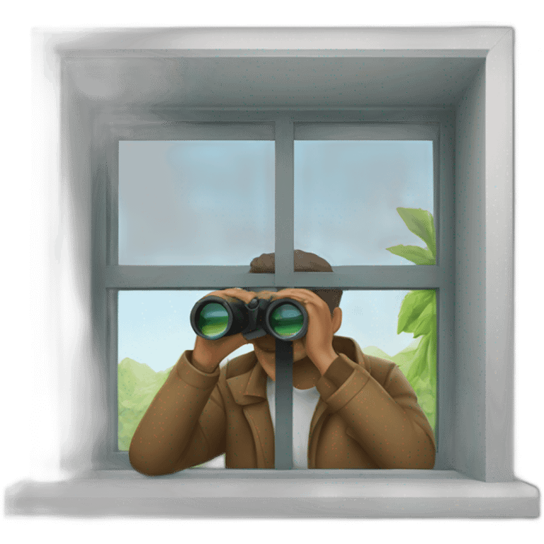 man with binoculars from window emoji