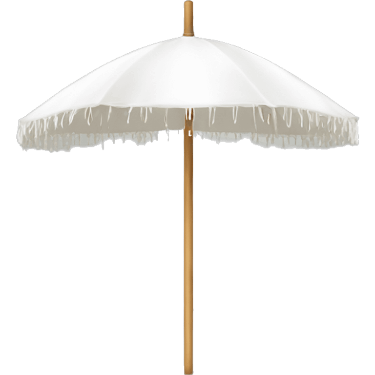 White beach umbrella with short white tassels and a straight wooden pole emoji