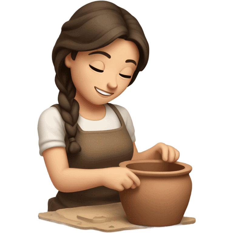 Brunette girl doing pottery emoji