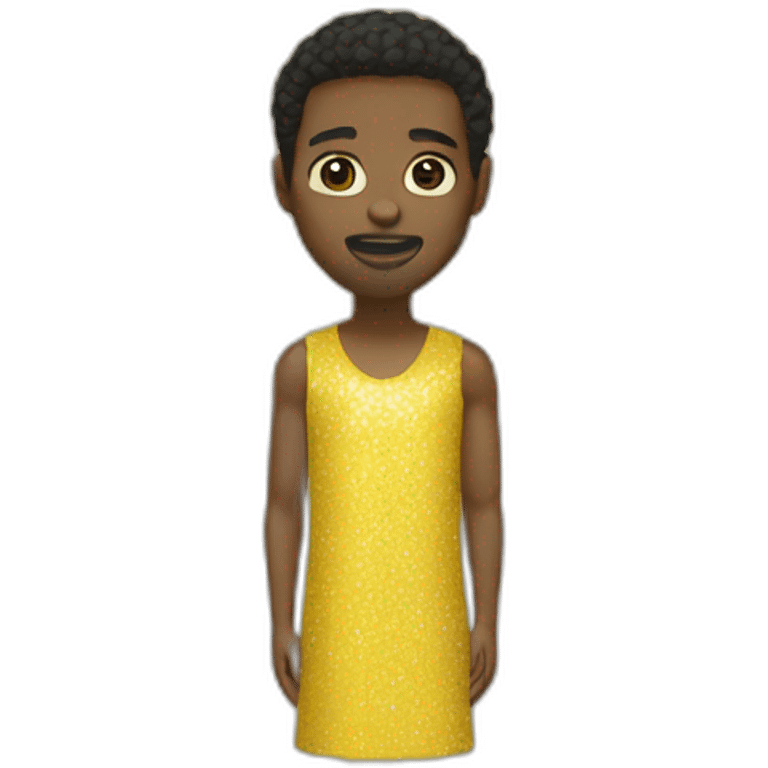 Black man in yellow sequin dress emoji