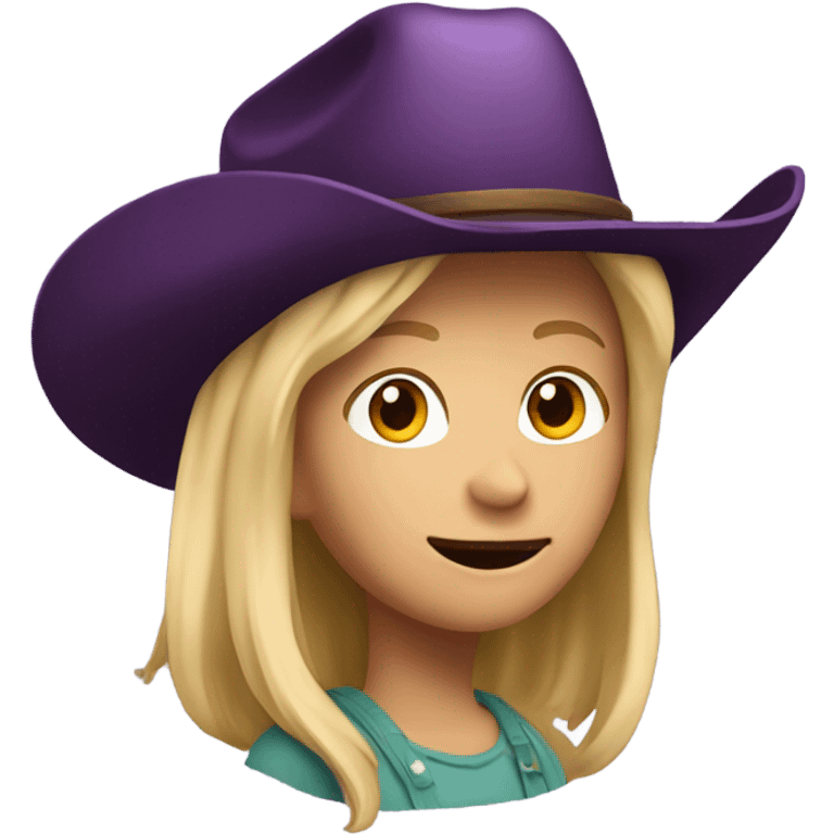 Blonde girl with cow-boy hat on riding eggplant emoji