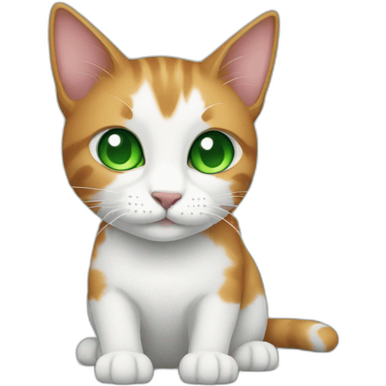 White black ginger cat with green eyes emoji