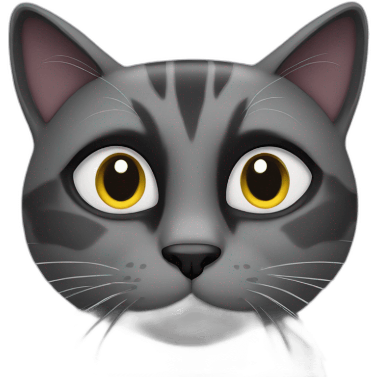 There is a Grey black cat face on love. emoji