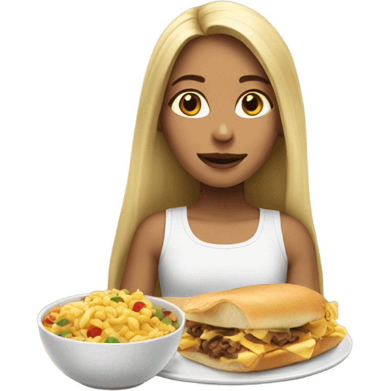 Colombian Blonde long hair girl eating emoji