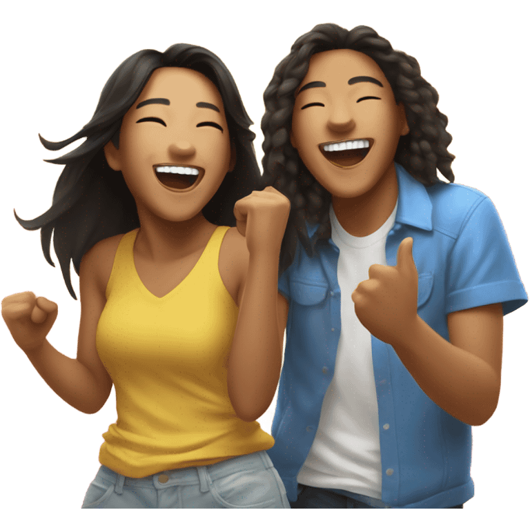 Sunkissed Filipino friends at a raving having a blast  emoji