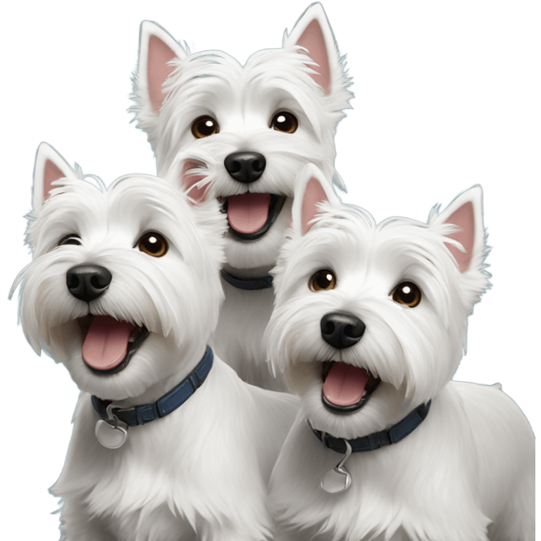 Happy three westie dogs emoji