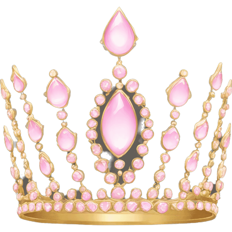 Gold tiara with light pink jewels emoji