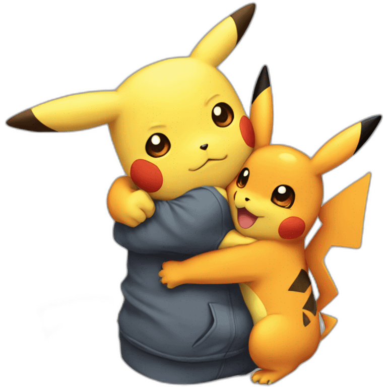 Pikachu an charizard huging emoji