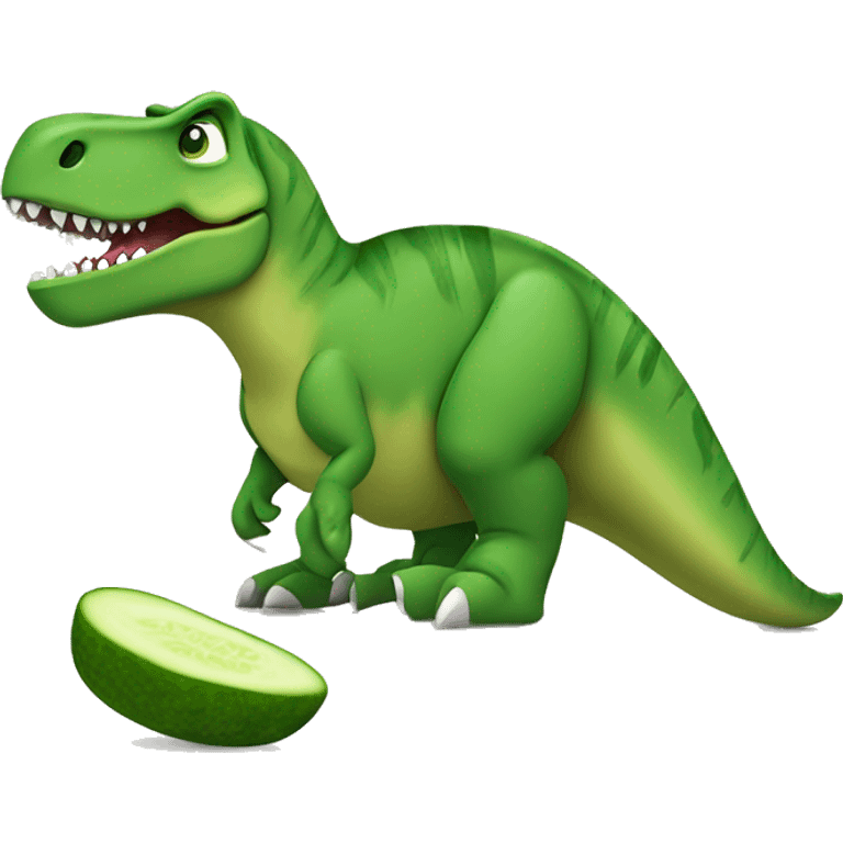 T-Rex relaxing with sliced cucumbers over its eyes emoji