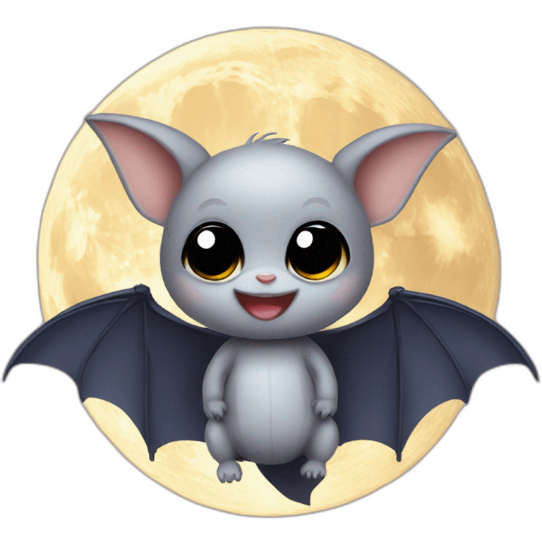 baby bat wings in front of moon emoji