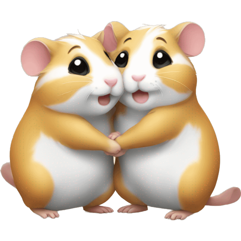 two happy hamsters hug emoji