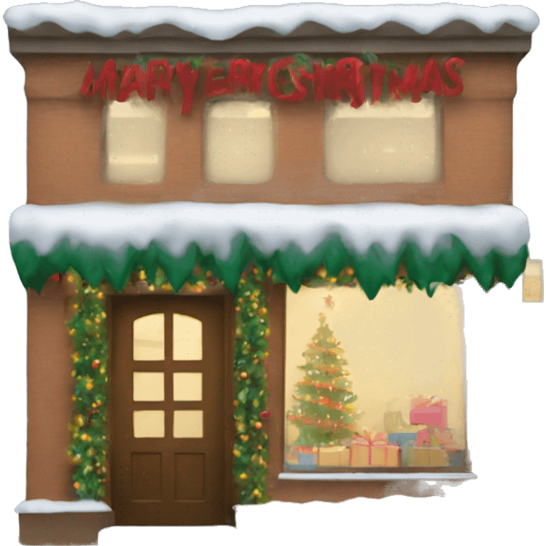  store front decorated for Christmas  emoji