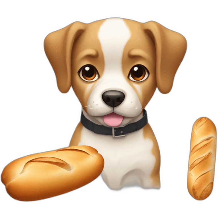 french dog with a small moustache and a  baguette emoji