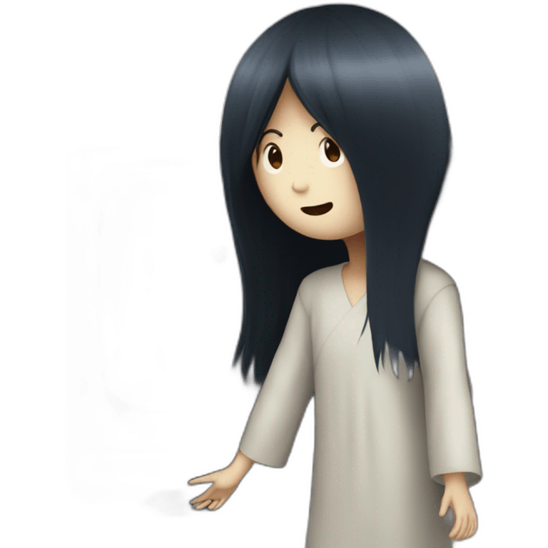 Sadako coming out of the TV emoji