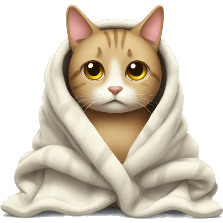 Sad cat with blanket emoji