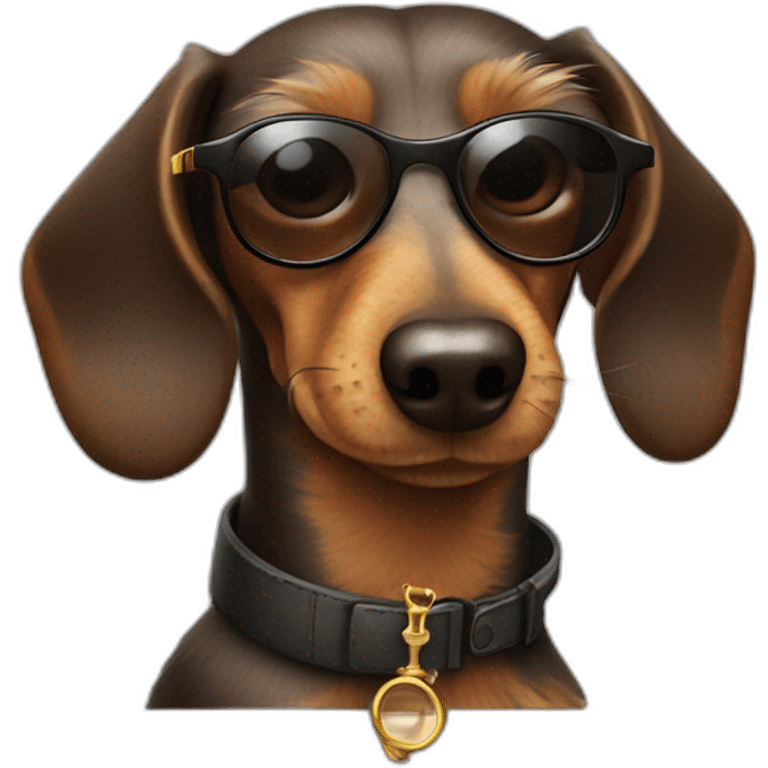 wire-haired dachshund with sunglasses and a pipe detective  emoji