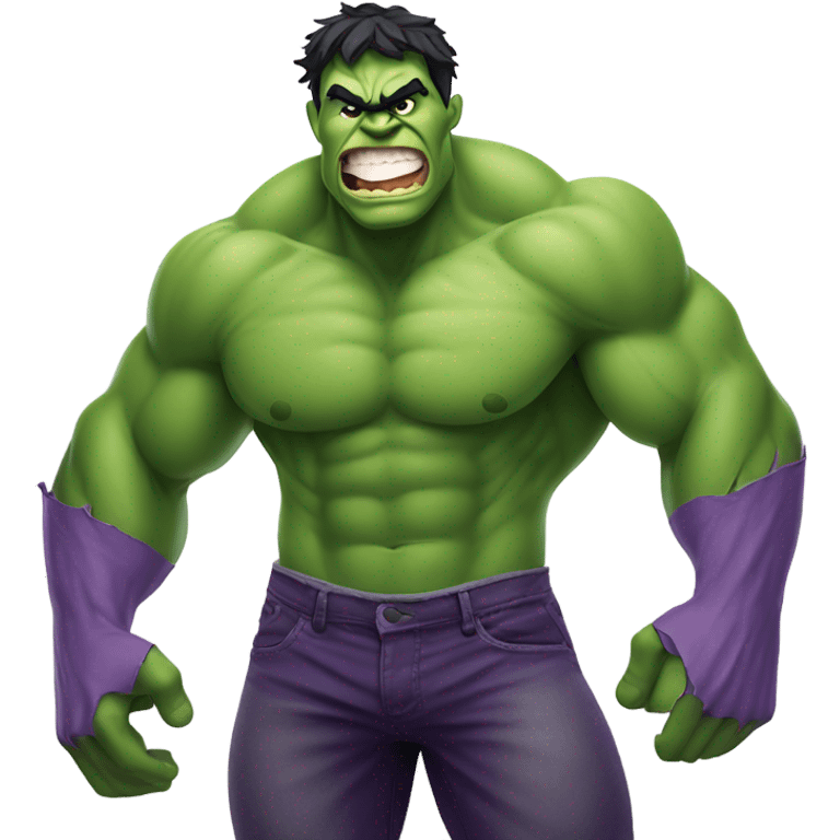 Animated Gif of a smily face emoji depicting the Incredible Hulk emoji