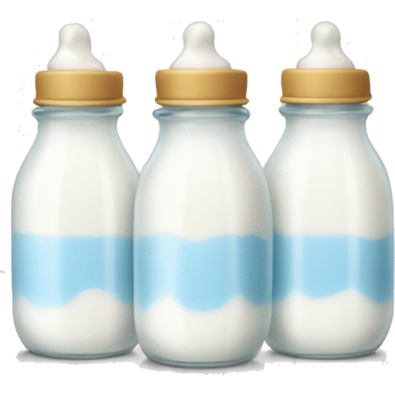 3 baby bottles with milk emoji