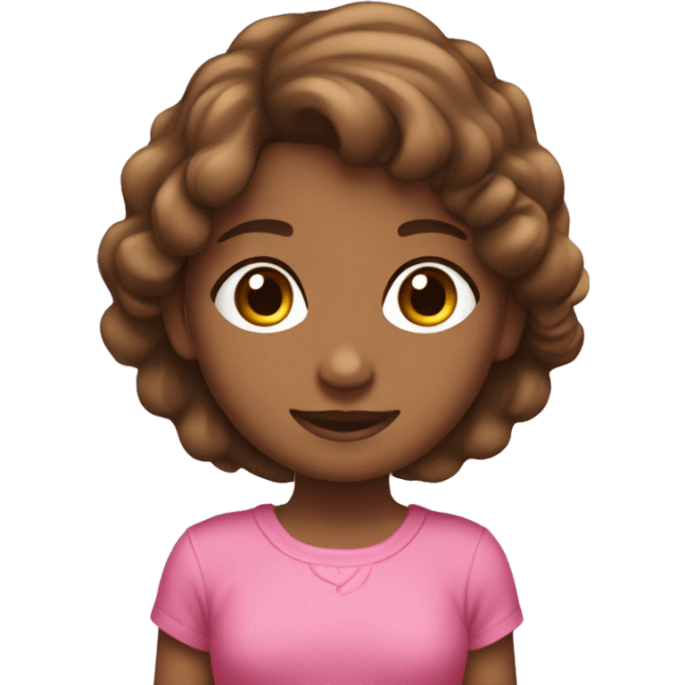 niña con el pelo marrón y ropa rosa  emoji