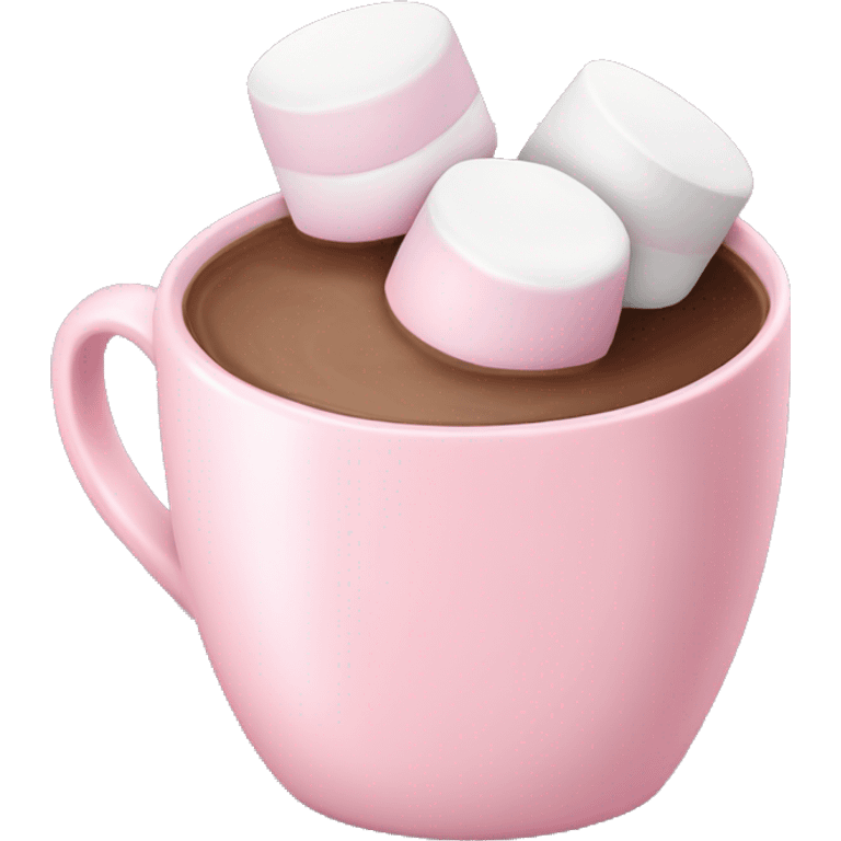 Light Pink mug of hot chocolate with marshmallows  emoji