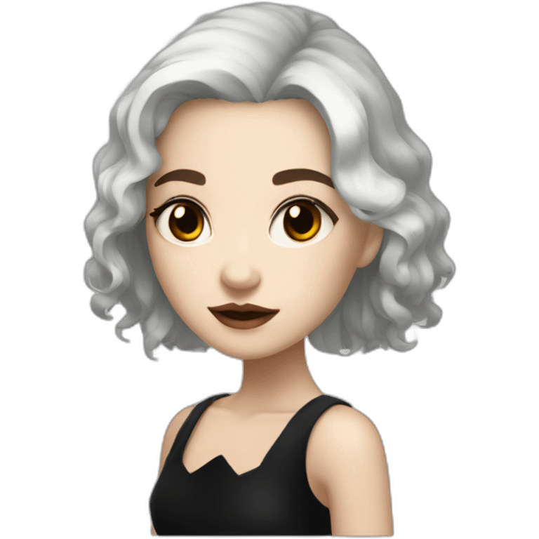 white hair girl with black gothic dress brown eyes with freckles emoji