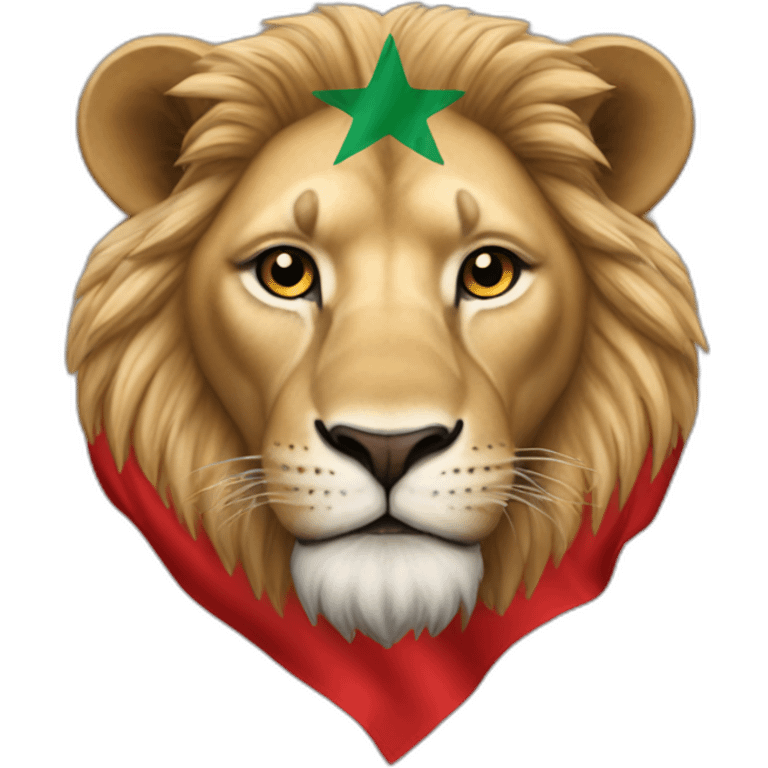 Un lion avec le drapeau du Maroc emoji