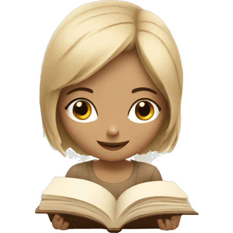 Girl reading a book. In beige tones  emoji