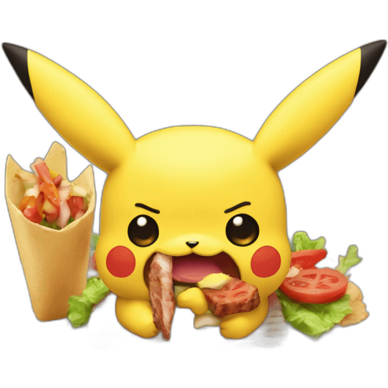 Pikachu qui mange un kebab emoji