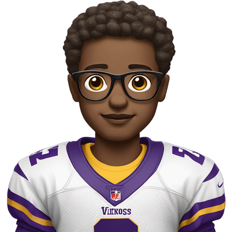 meme boy in glasses wearing a Minnesota Vikings jersey ￼ emoji