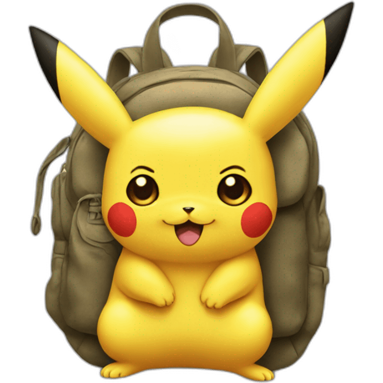 Pikachu avec un sac à dos en forme de chat emoji