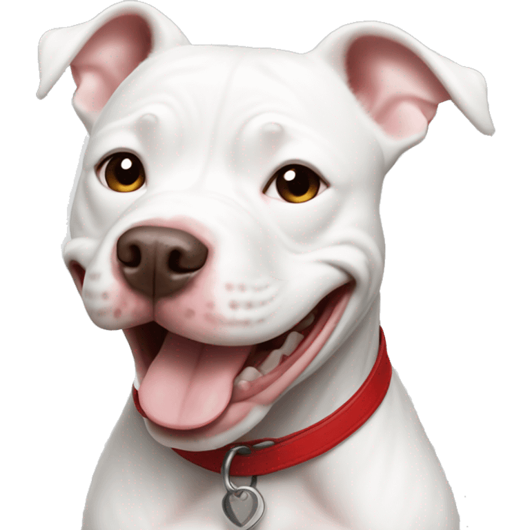 White pitbull smiling emoji