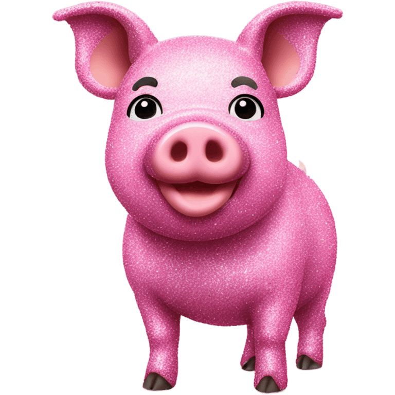 Pink glitter full body pig with glitter emoji