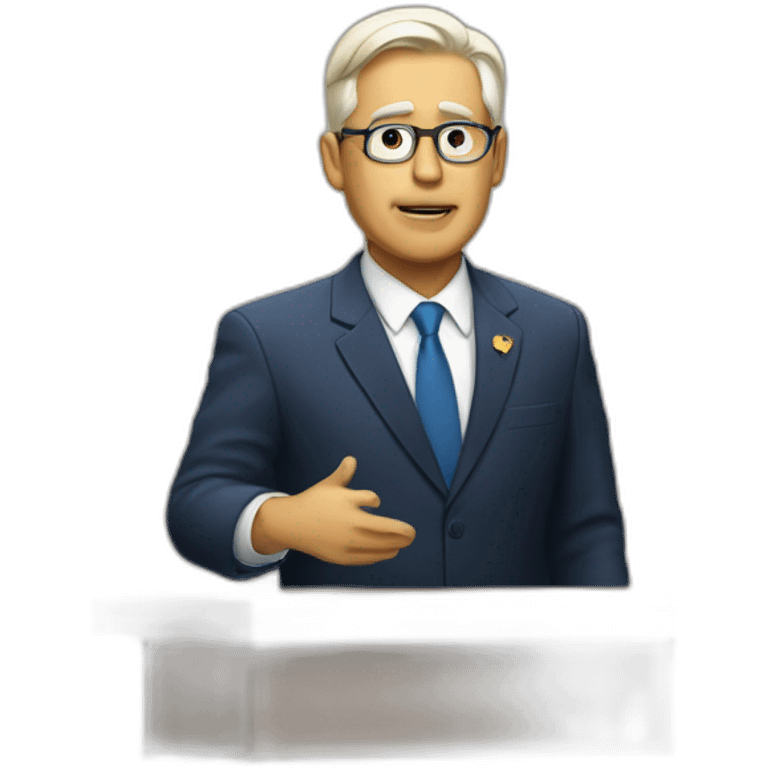 politician at podium crossed out emoji