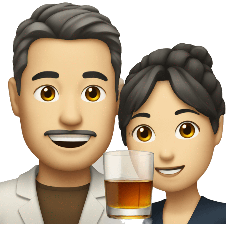 Man and woman in Japan drinking whiskey emoji