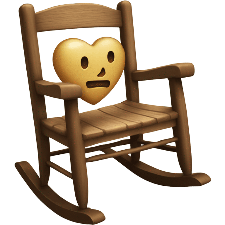 rocking chair with an wood heart engraved emoji