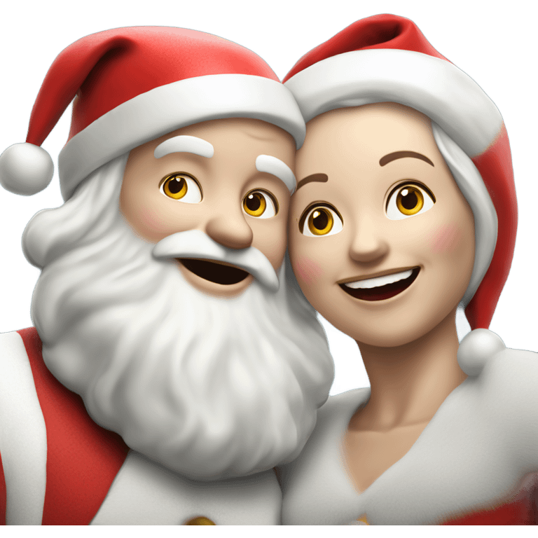 Photo Realistic pale Santa Claus and Mrs claus happy emoji