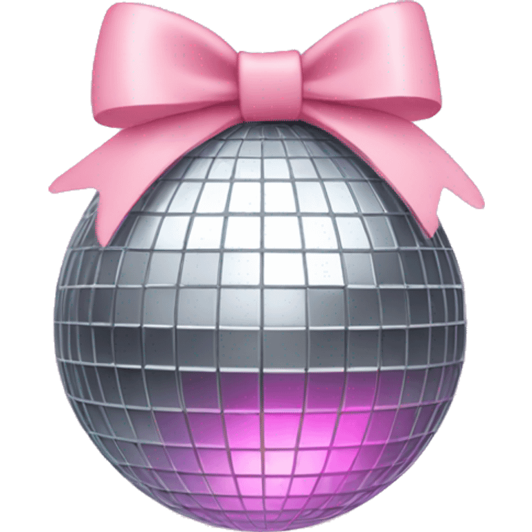 Disco ball with light pink bow emoji