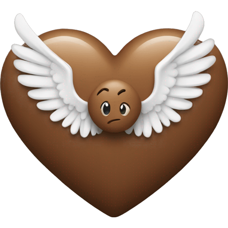 Brown heart with wings emoji