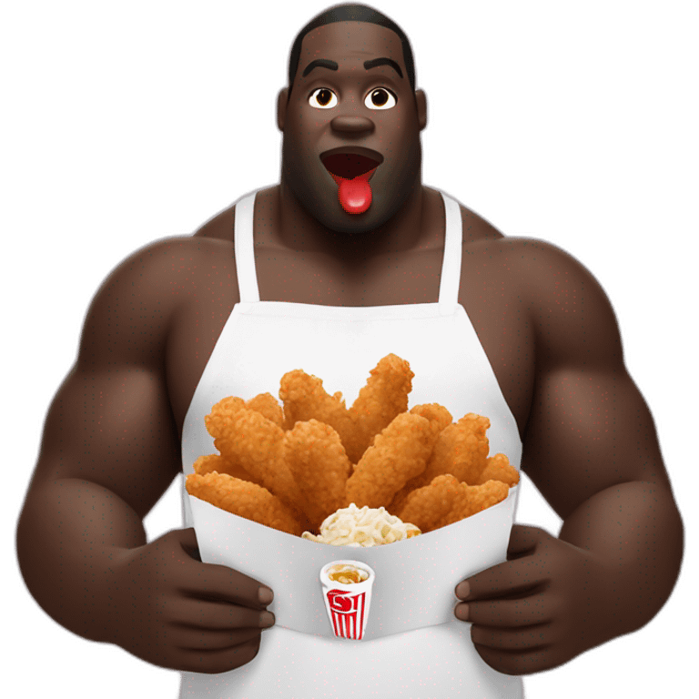 Big Black man eating kfc in a champ de coton emoji