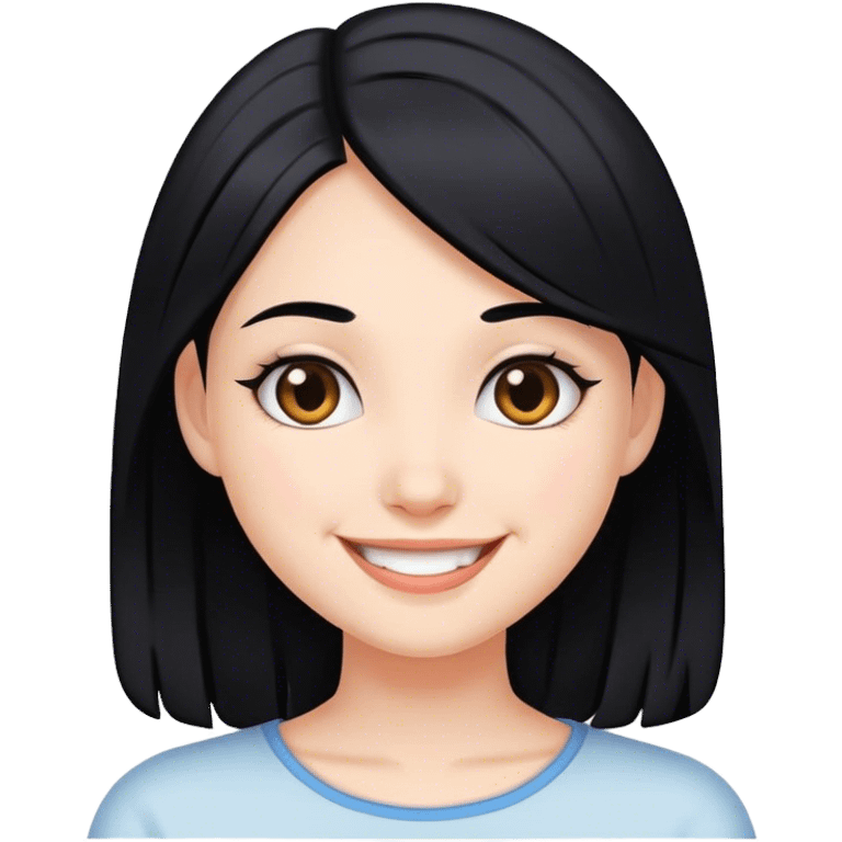 smiling girl with black hair emoji