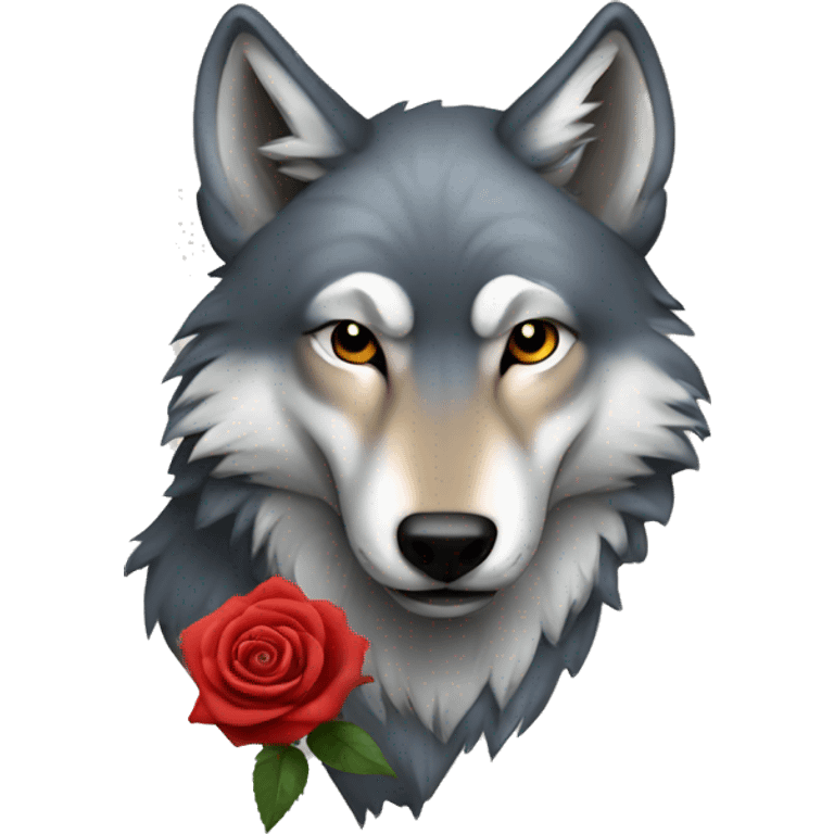 a wolf with a rose emoji