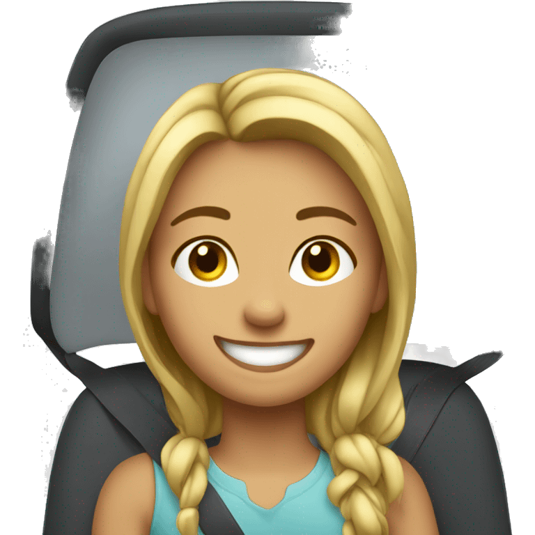 smiling girl in car interior emoji